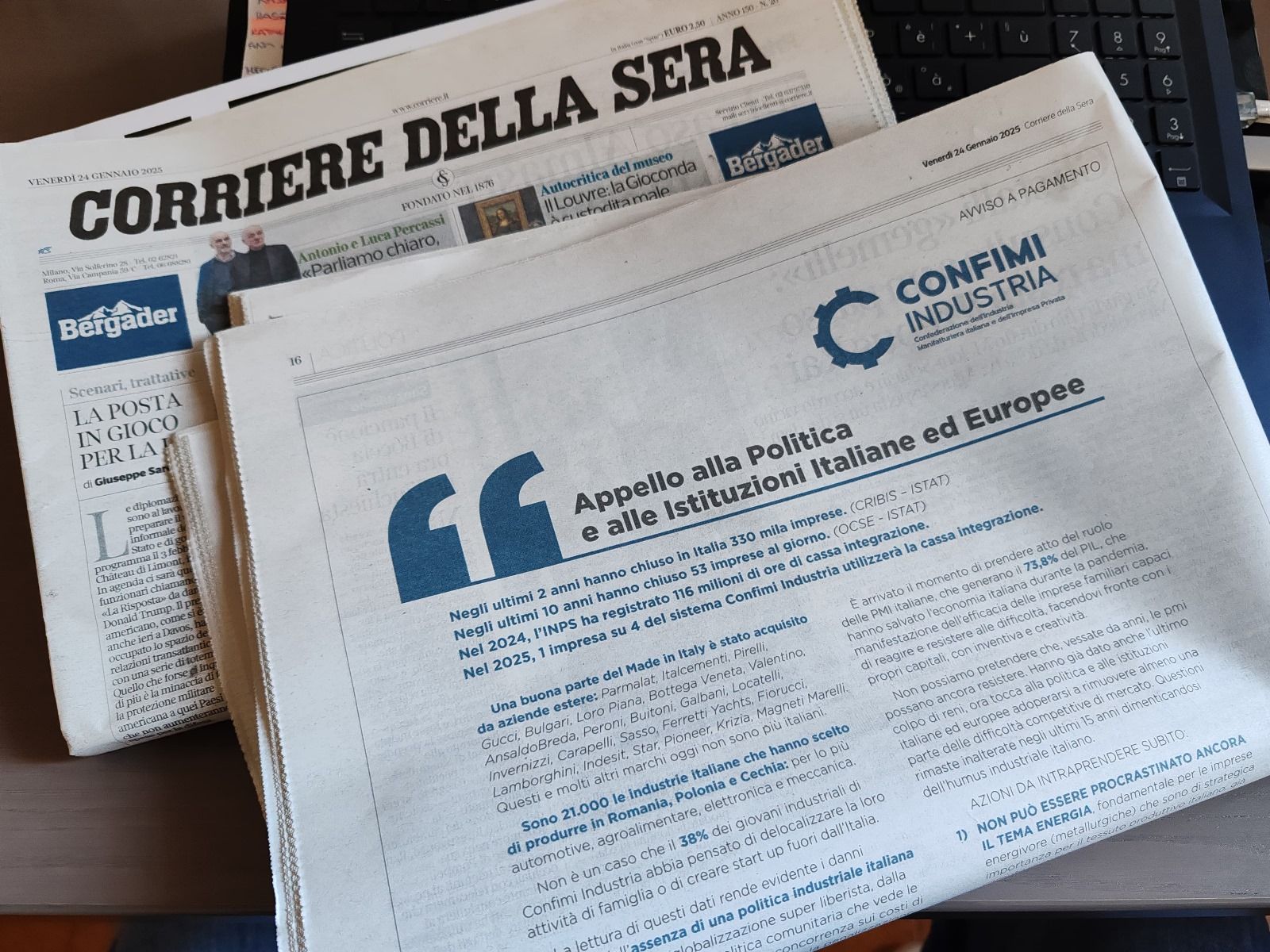 CONFIMI INDUSTRIA│Appello alla Politica e alle Istituzioni Italiane ed Europee
